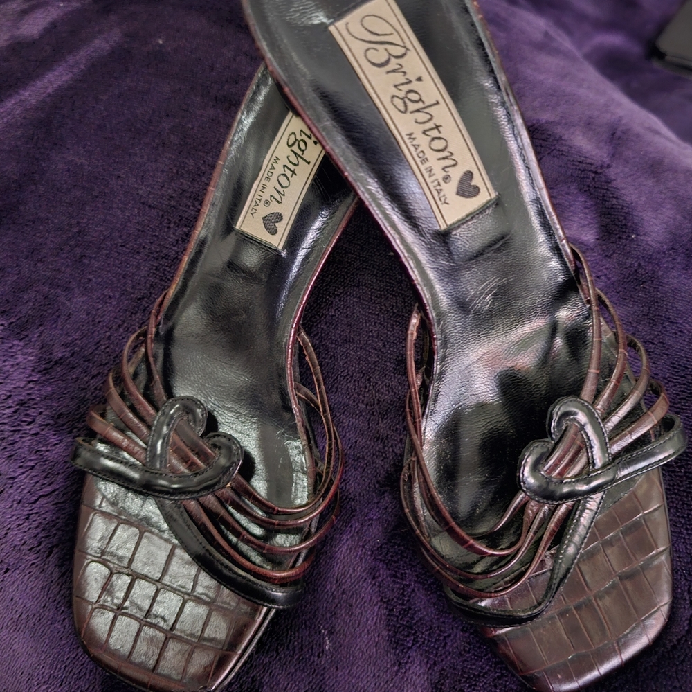 Brighton "Trixie" 6.5 Black & Croc Leather Heels